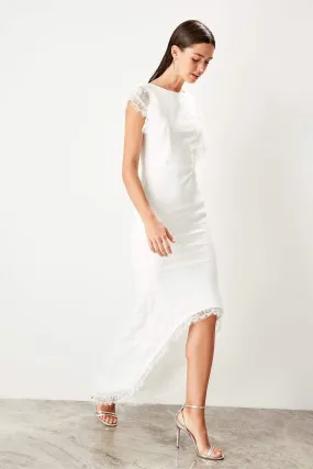 13313 Ecru Hi-Low Lace Dress