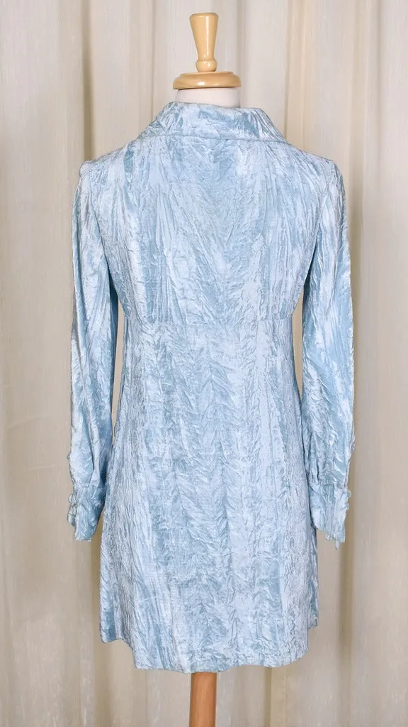 1960s Sky Blue Velvet Dress