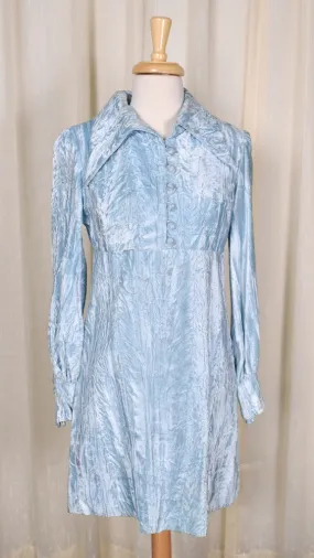 1960s Sky Blue Velvet Dress