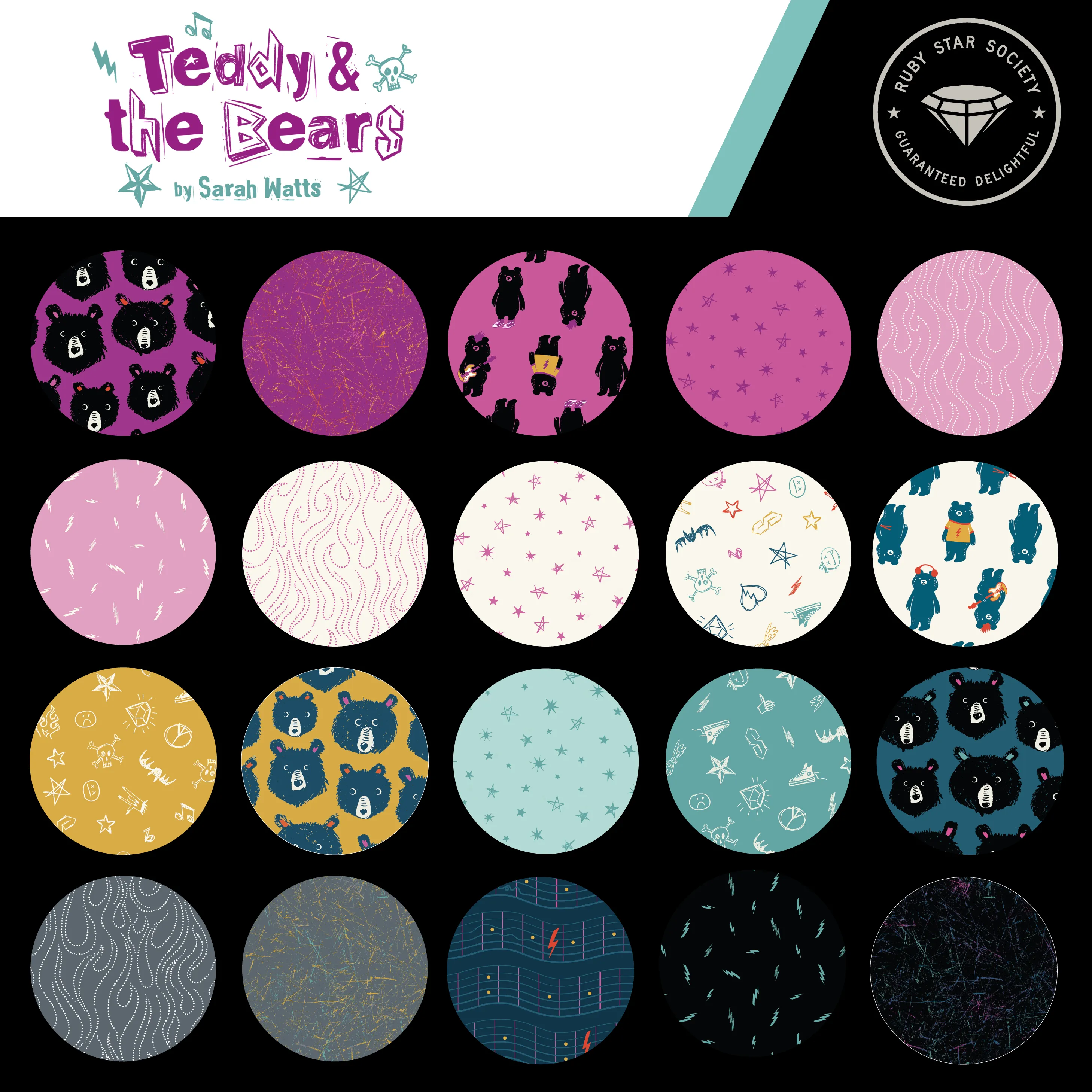 25 Fat Quarter Bundle- Teddy And The Bears,  Ruby Star Society, Sarah Watts