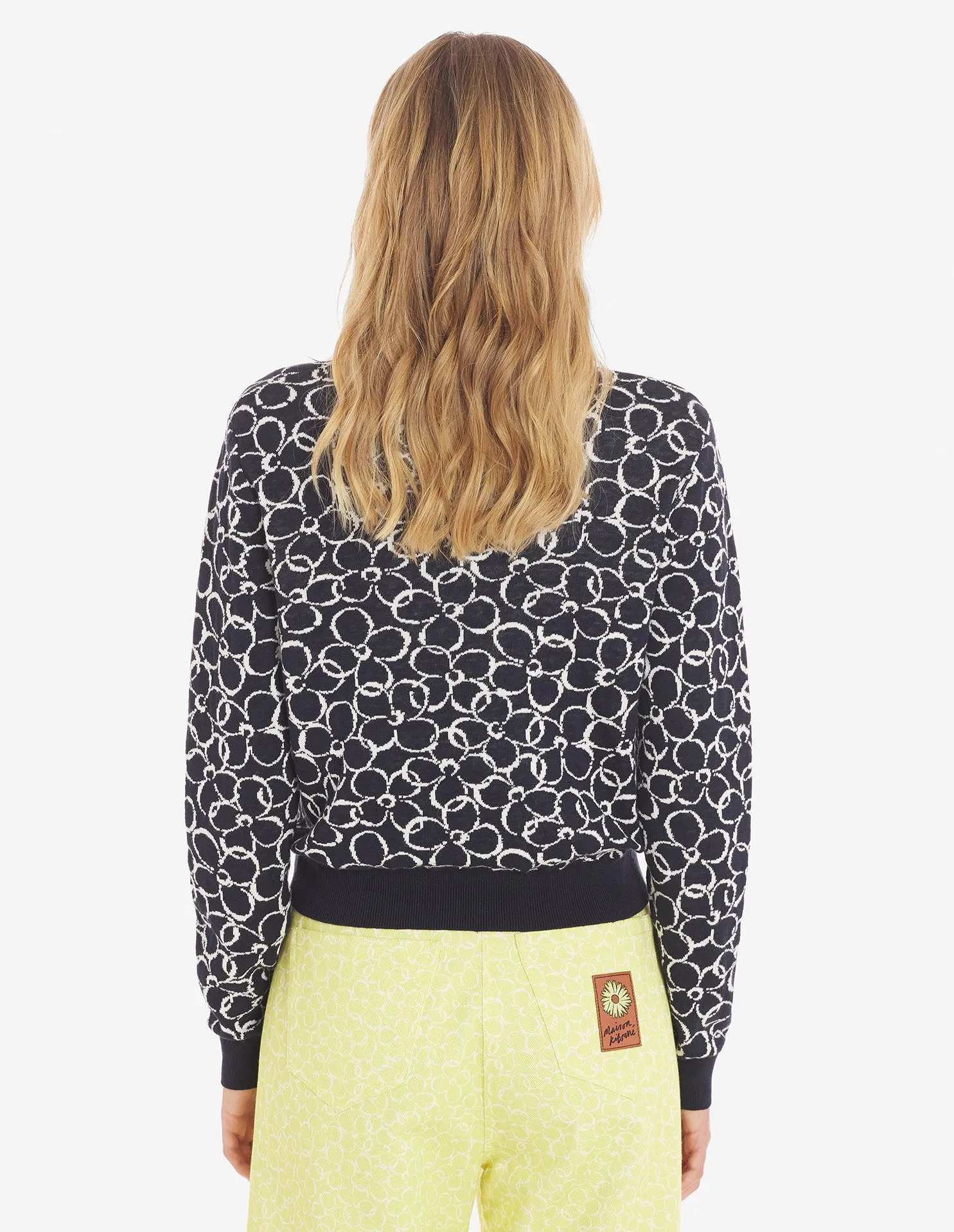 Abstract Daisy Jacquard Jumper Knitwear Ink Blue