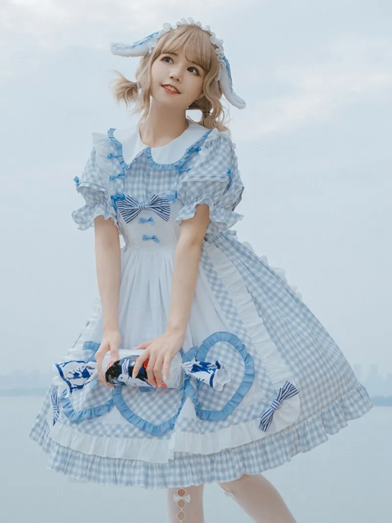 Alice Rabbit ~ Sweet Plaid Dress Lolita Casual Dress by Yomi