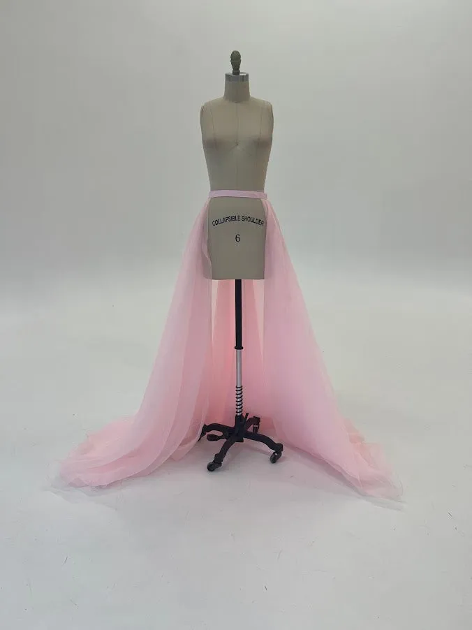 Ashley Lauren 1740 Size 0,12 Red Long Organza Pageant Overskirt Wire Hem Layered Train Detachable