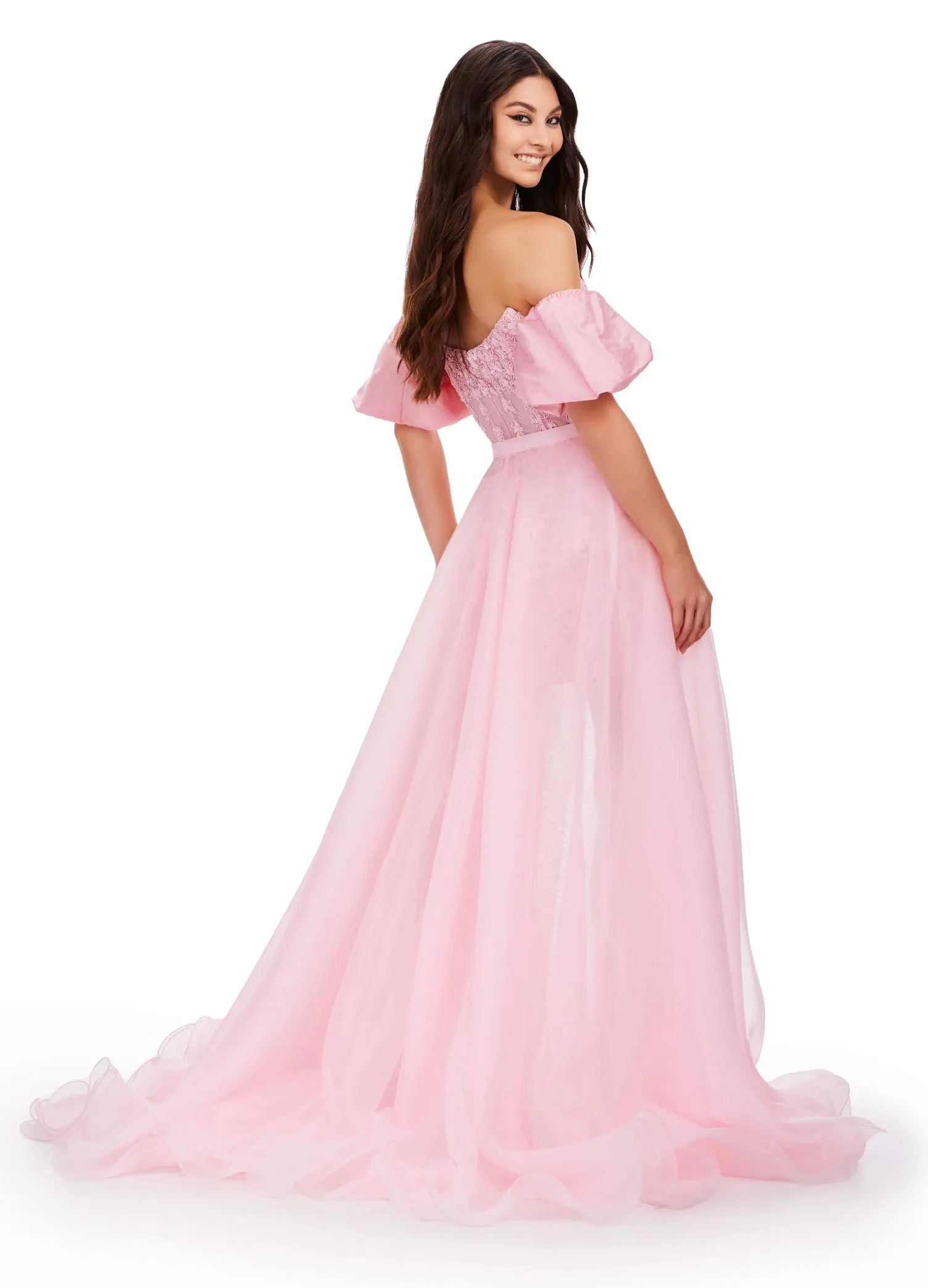 Ashley Lauren 1740 Size 0,12 Red Long Organza Pageant Overskirt Wire Hem Layered Train Detachable