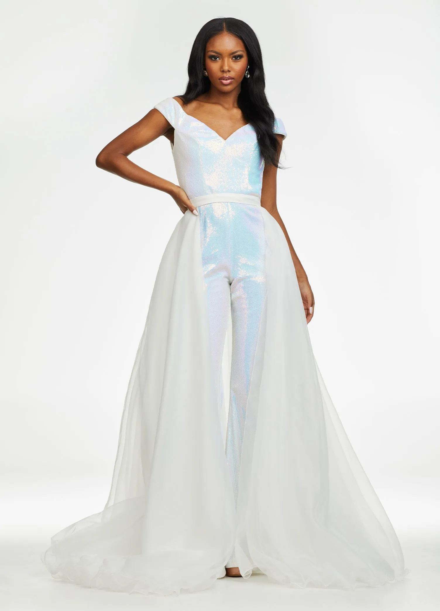Ashley Lauren 1740 Size 0,12 Red Long Organza Pageant Overskirt Wire Hem Layered Train Detachable