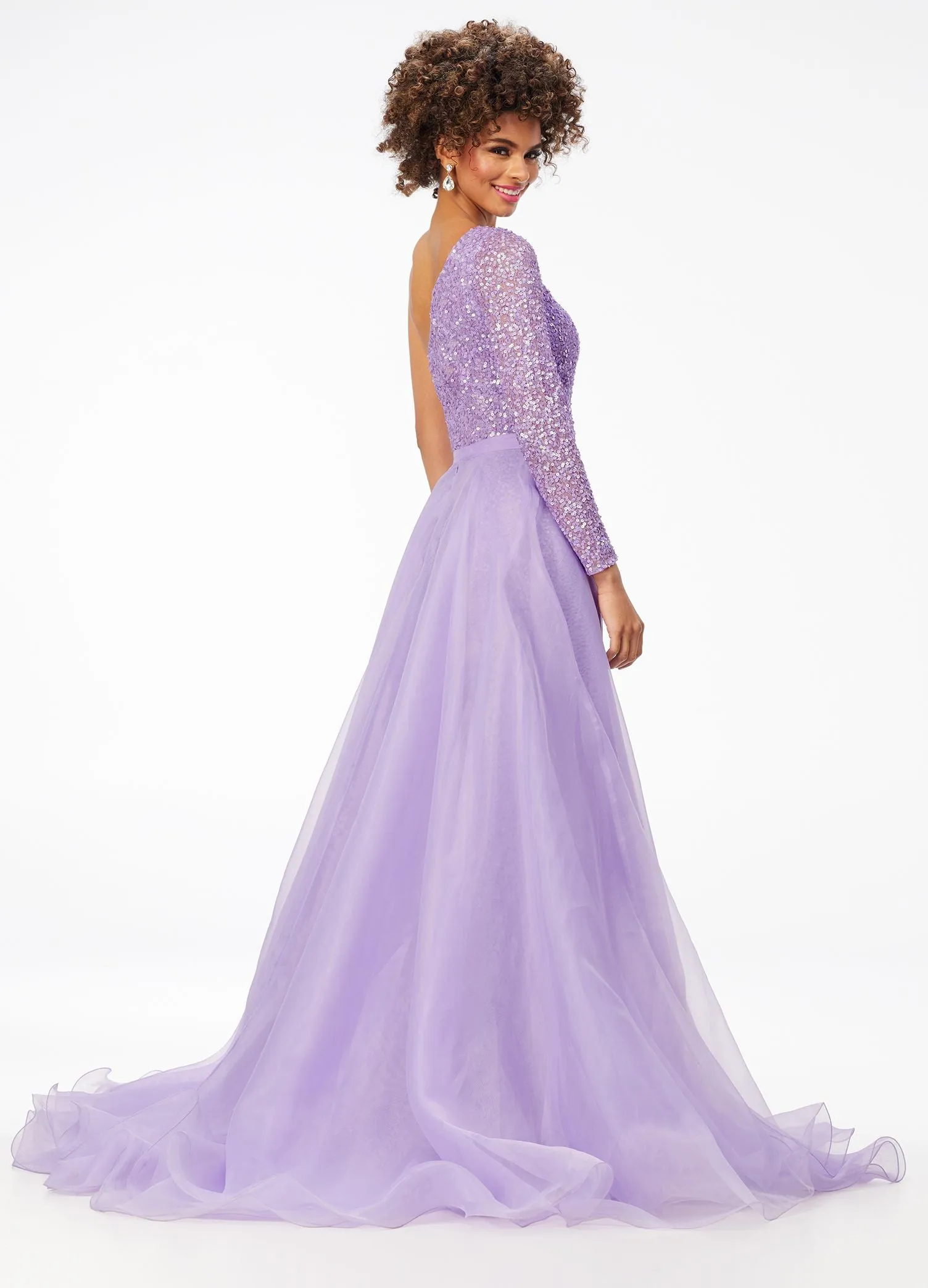 Ashley Lauren 1740 Size 0,12 Red Long Organza Pageant Overskirt Wire Hem Layered Train Detachable