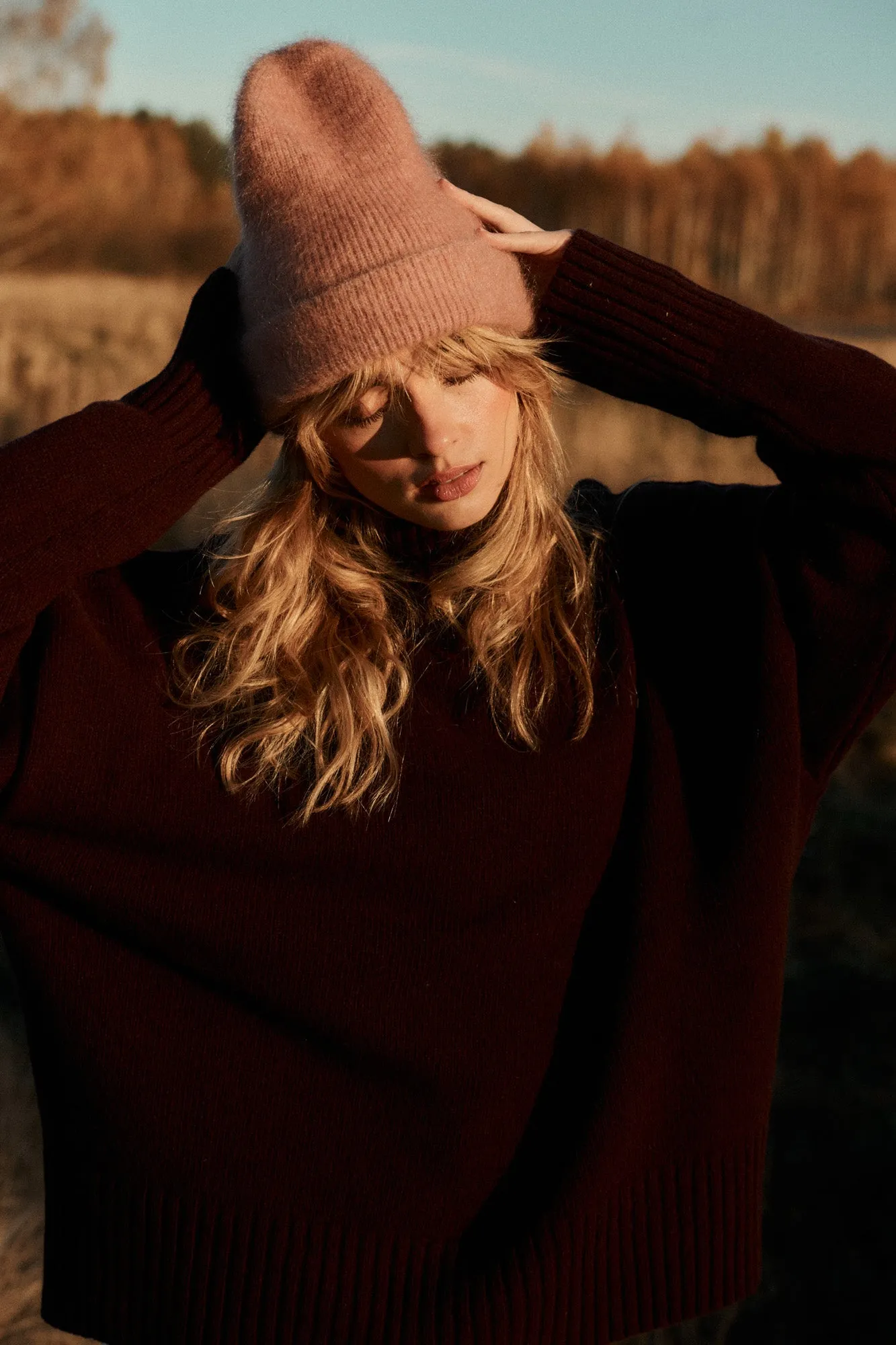 Beanie in mohair & alpaca blend / 21 / 15 / cherry blossom