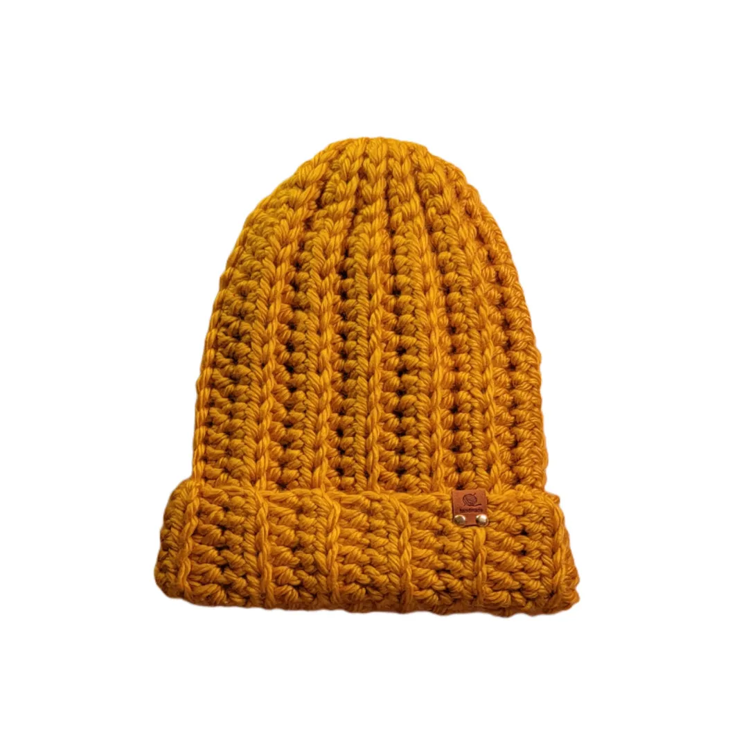 Beanie Slouchy Handmade Crochet Chunky Style Yellow