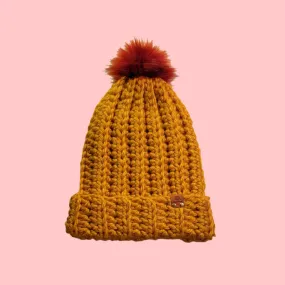 Beanie Slouchy Handmade Crochet Chunky Style Yellow