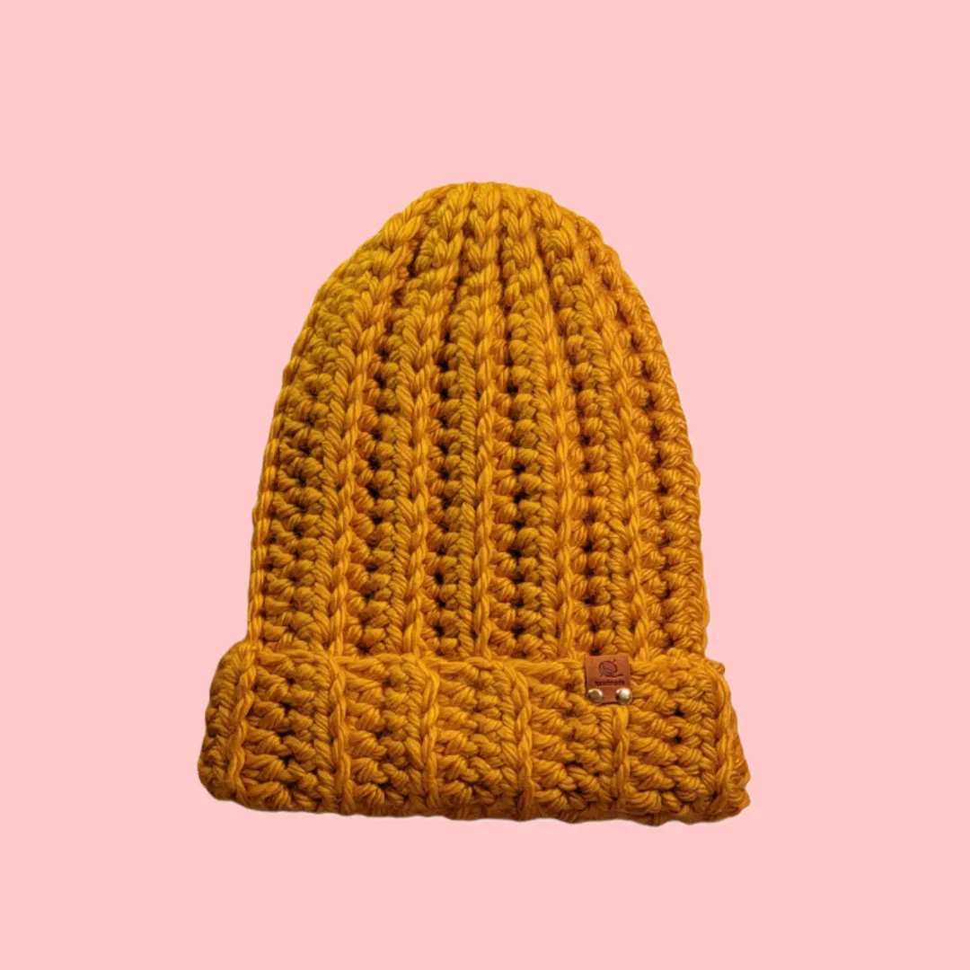 Beanie Slouchy Handmade Crochet Chunky Style Yellow