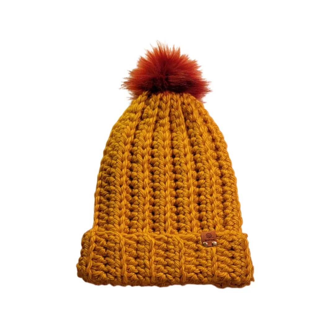 Beanie Slouchy Handmade Crochet Chunky Style Yellow