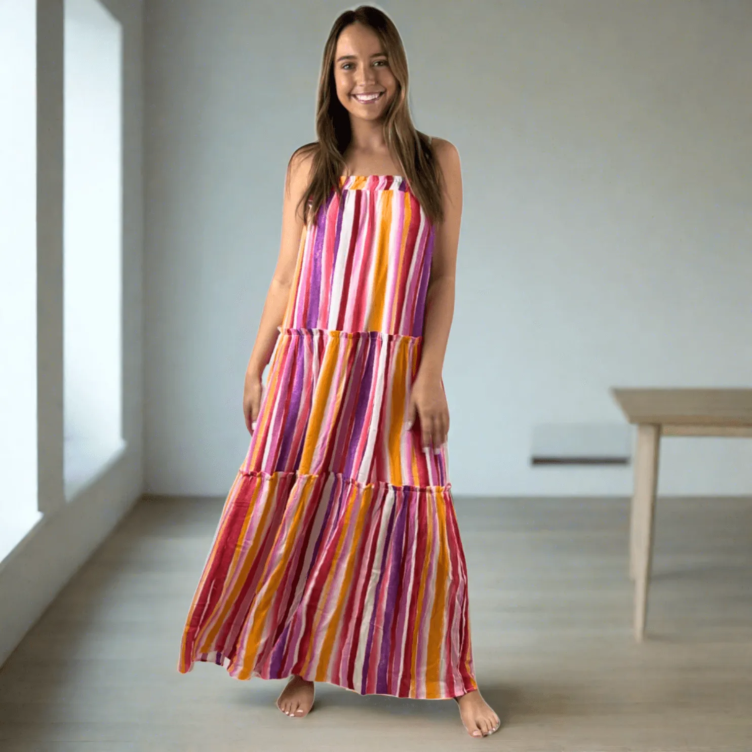 Beautiful Tiered Maxi Sundress Made in USA