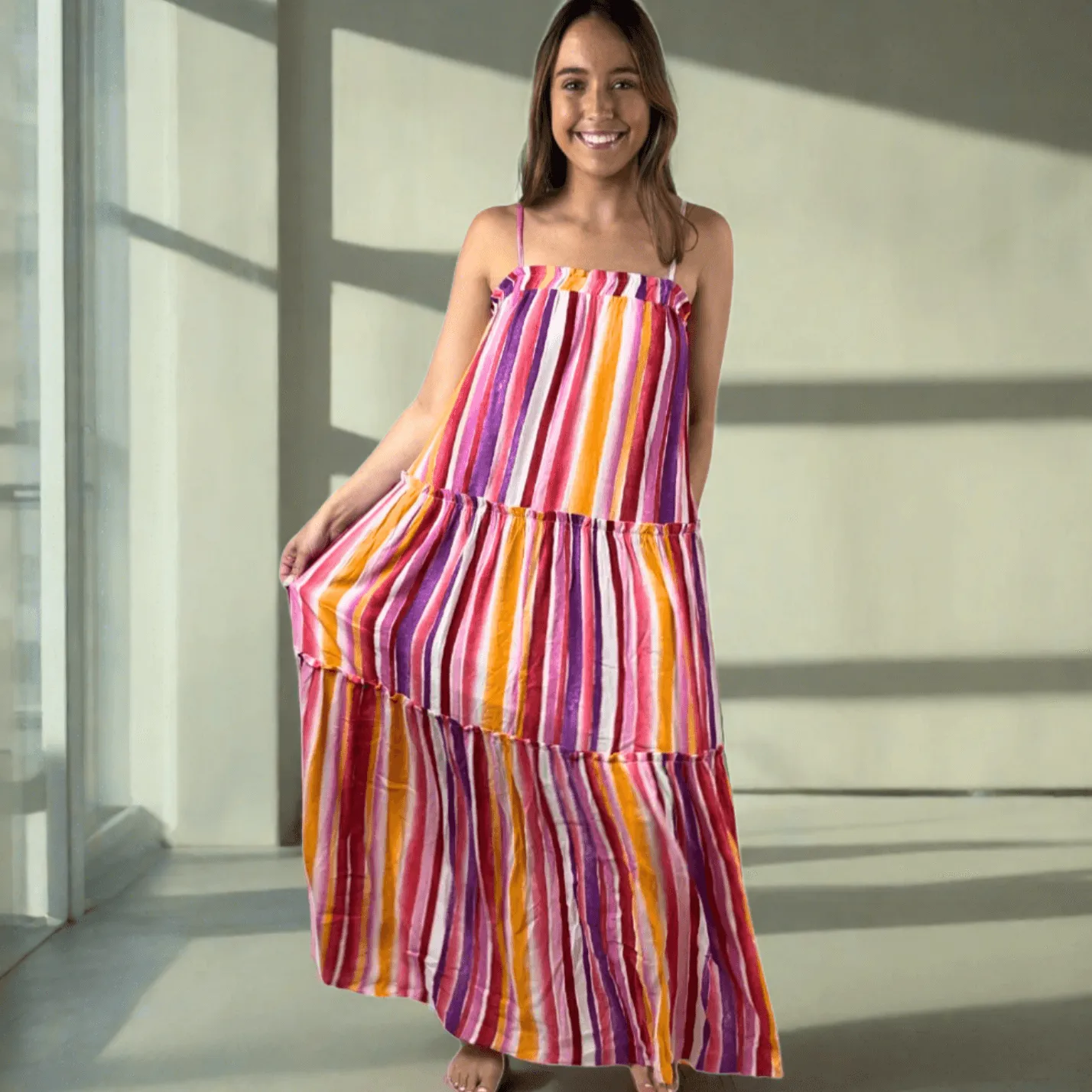 Beautiful Tiered Maxi Sundress Made in USA