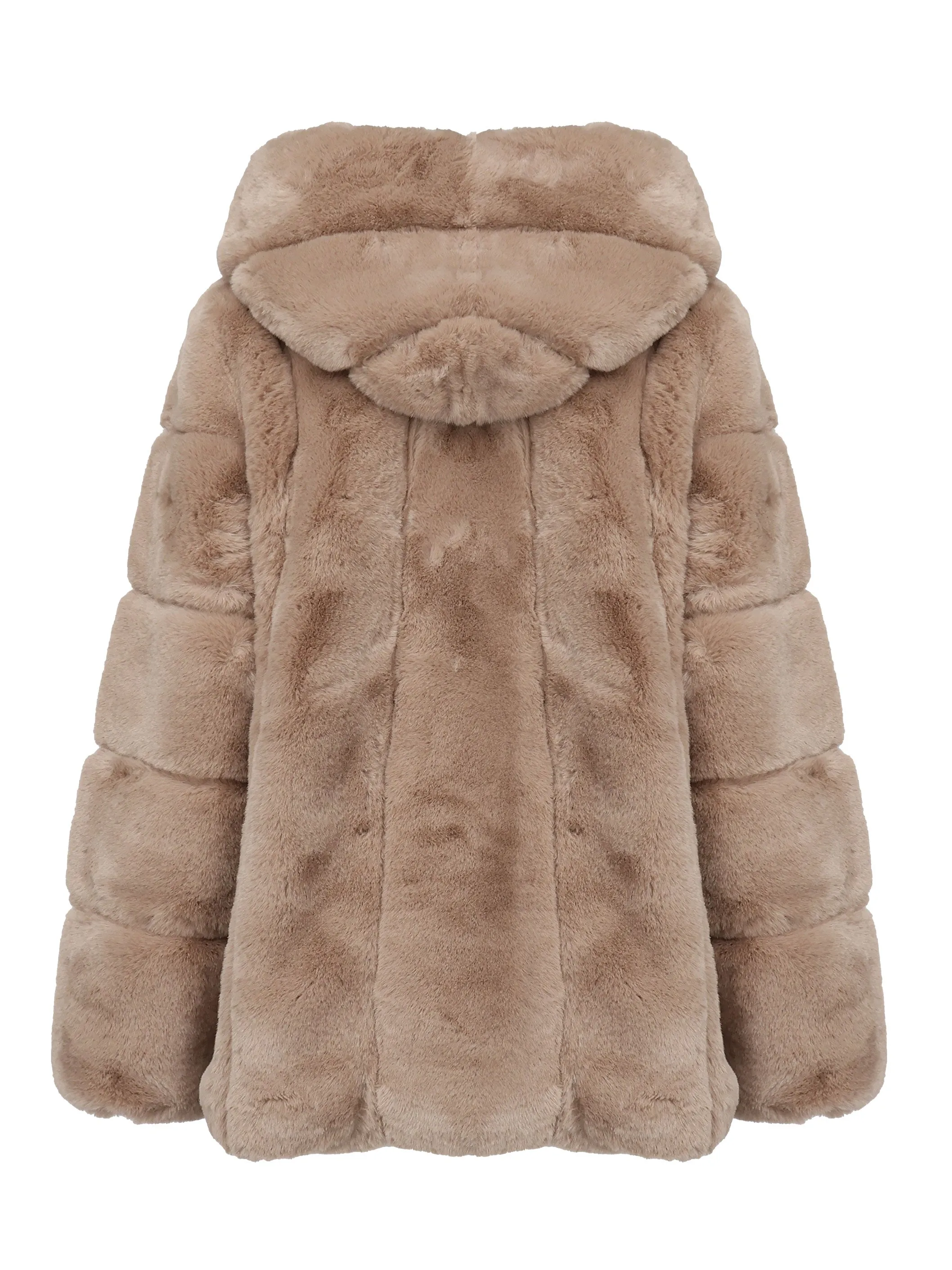 Beige Eco Fur Oversized Coat