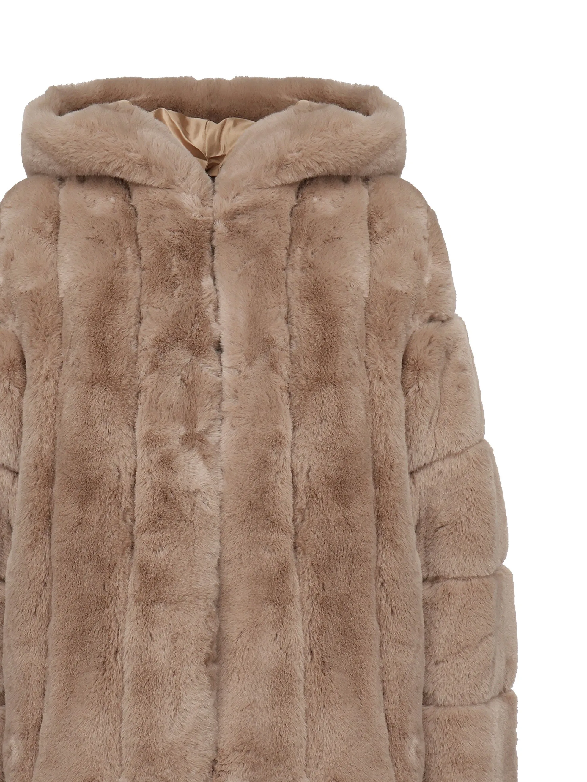 Beige Eco Fur Oversized Coat