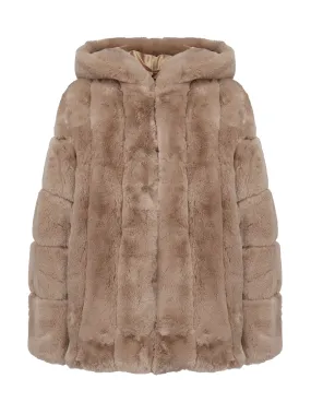 Beige Eco Fur Oversized Coat