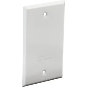 Bell Single Gang Rectangular Die-Cast Metal White Blank Outdoor Box Cover, Shrink Wrapped