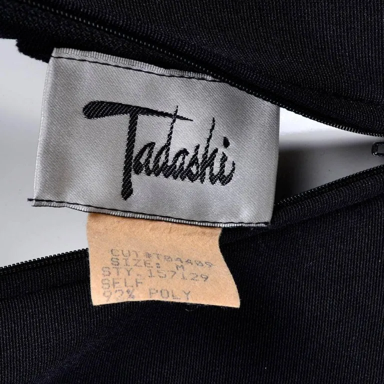 Black Stretch Tadashi Vintage Jumpsuit With Stirrups Sheer Illusion Halter