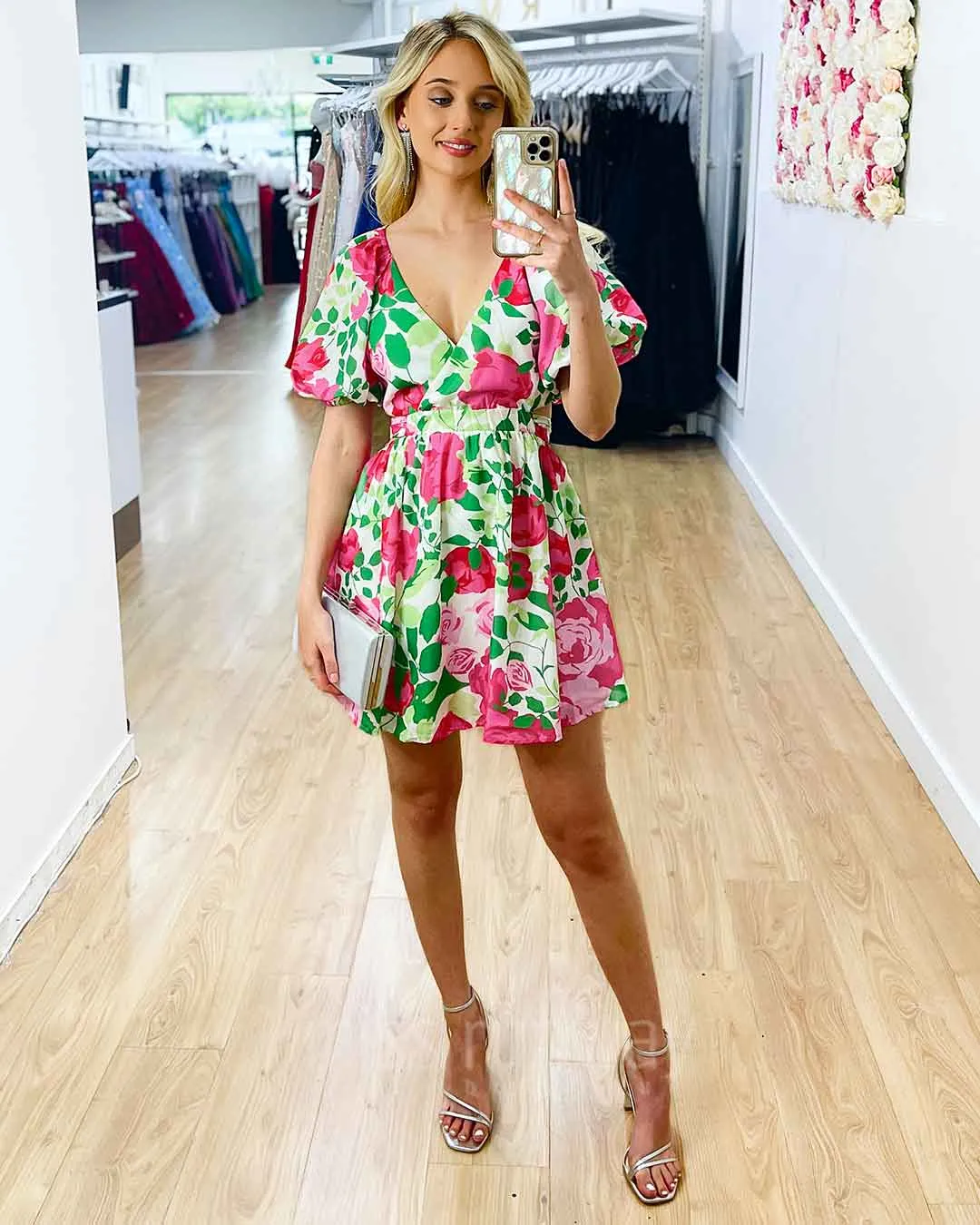 Blanca Mini Dress -  White Floral Print
