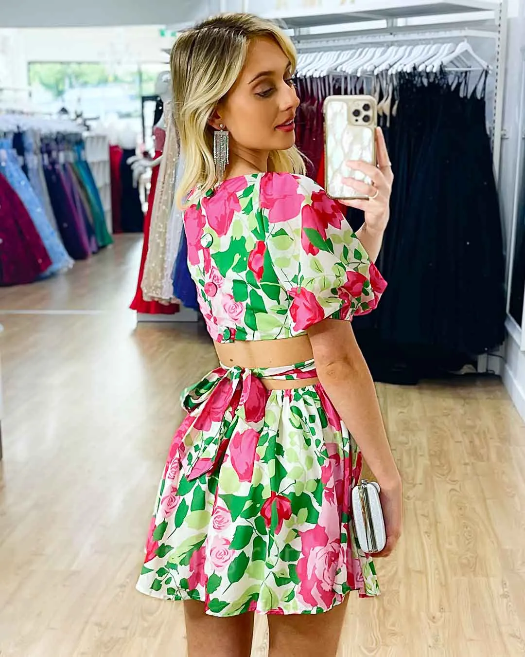 Blanca Mini Dress -  White Floral Print