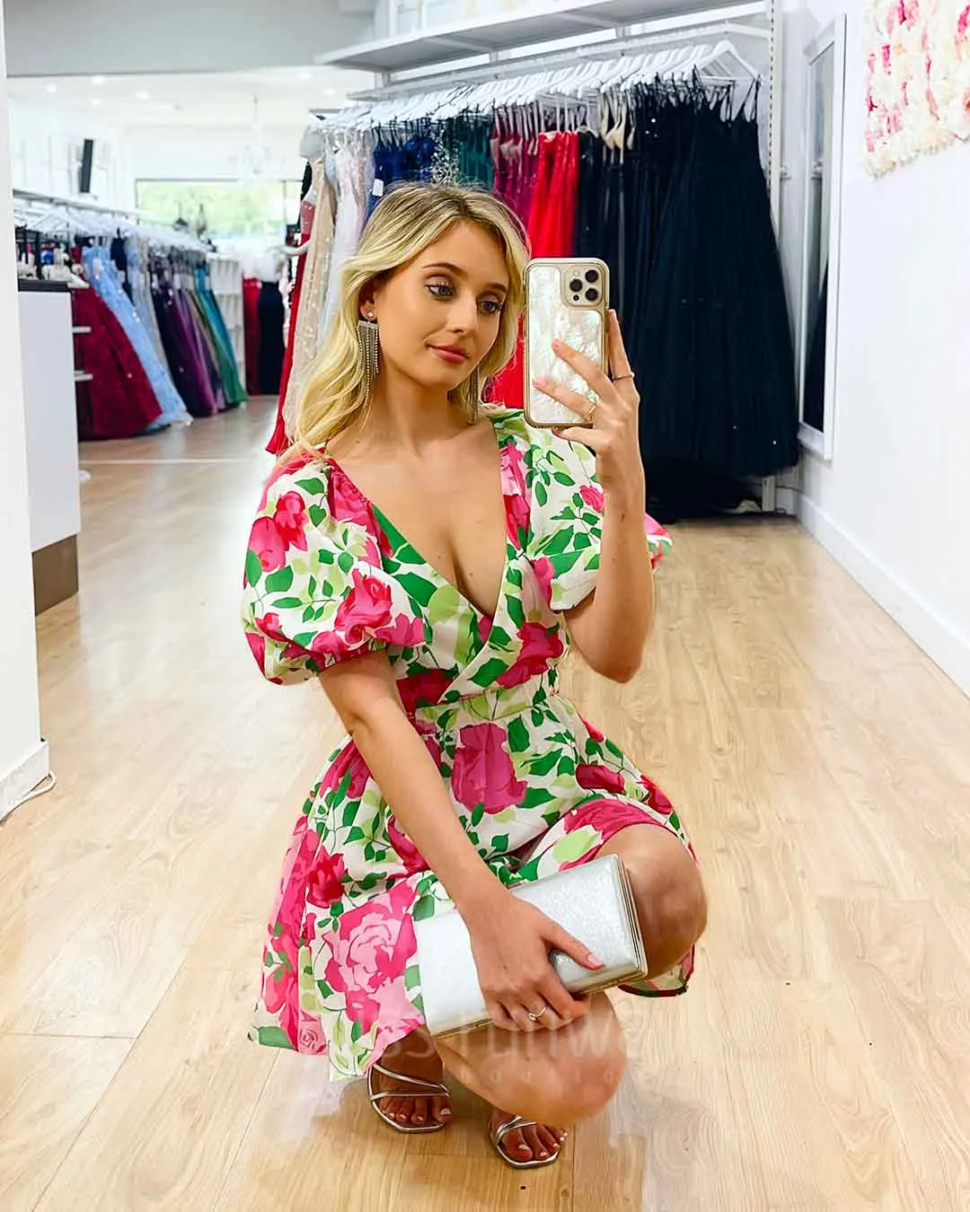 Blanca Mini Dress -  White Floral Print