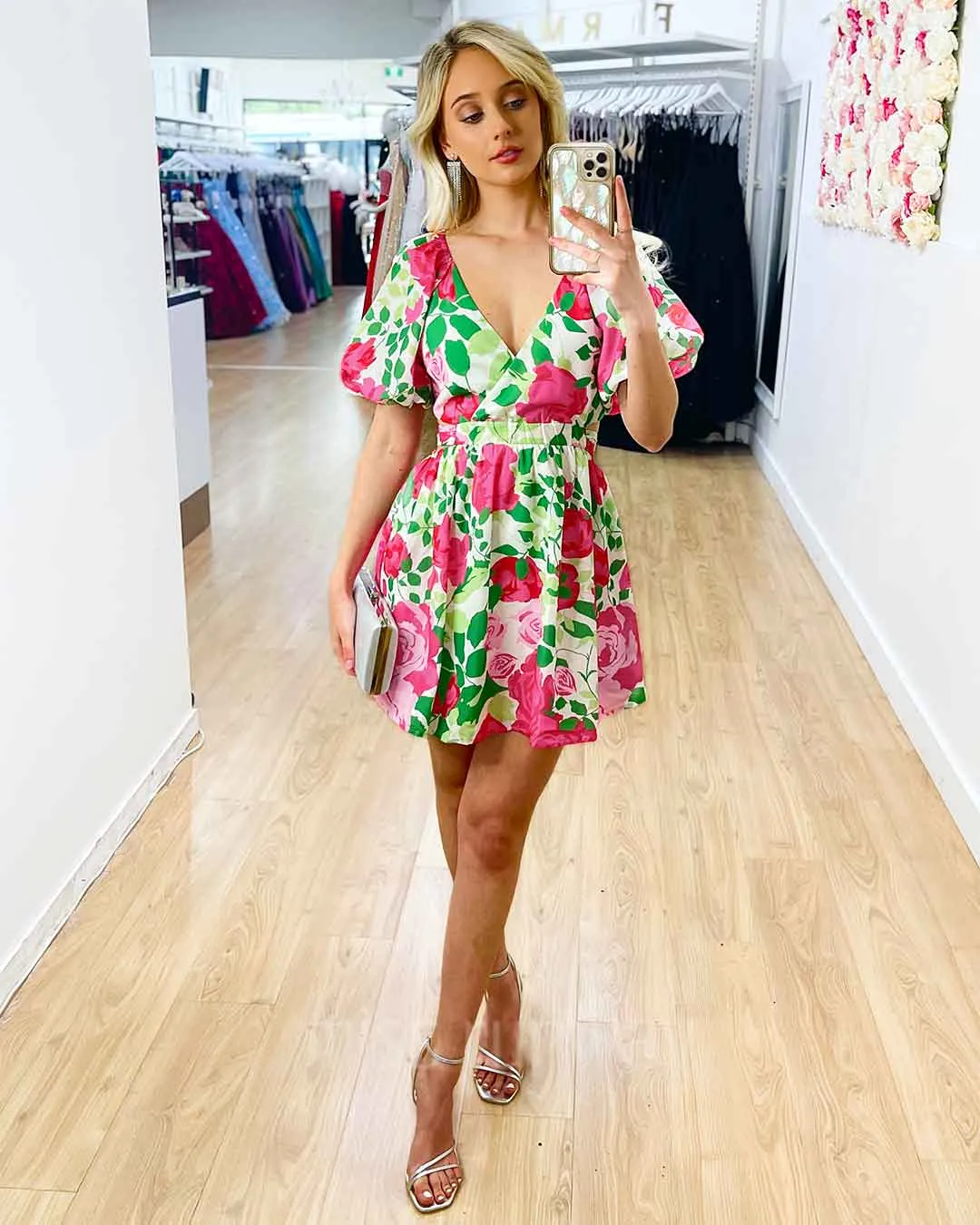 Blanca Mini Dress -  White Floral Print