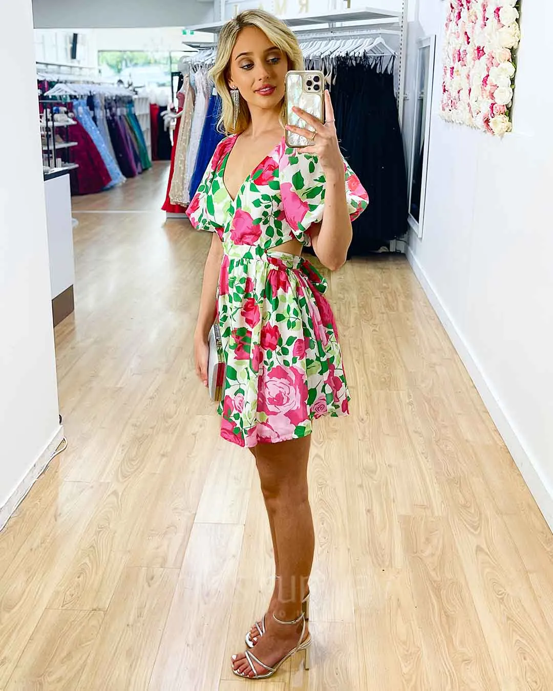 Blanca Mini Dress -  White Floral Print