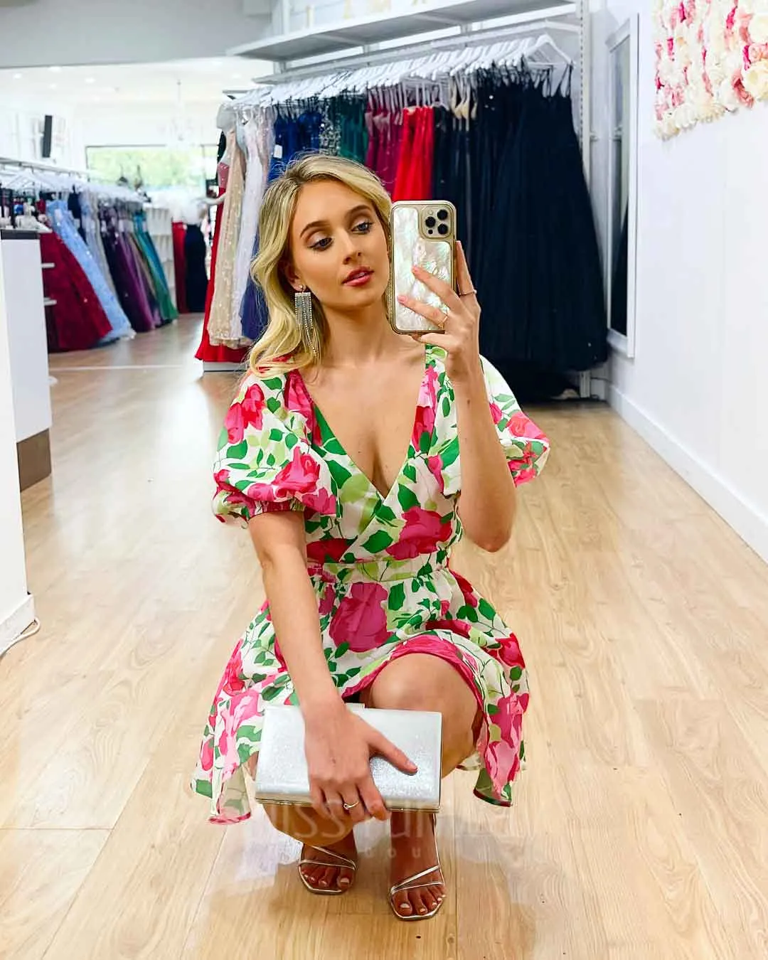 Blanca Mini Dress -  White Floral Print