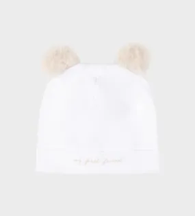Bonnet Teddy Bear Ears White/Beige