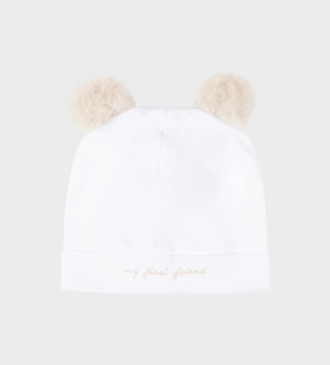 Bonnet Teddy Bear Ears White/Beige