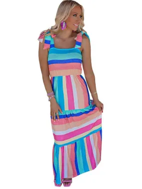 Bright Maxi Dress with Thin Straps