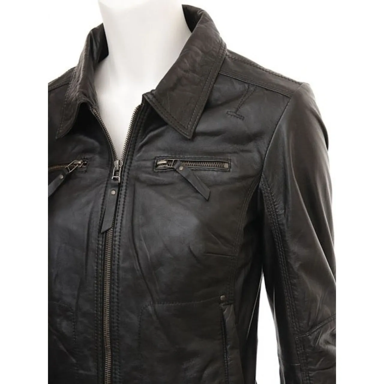 Brown Biker Real Lambskin Leather Jacket