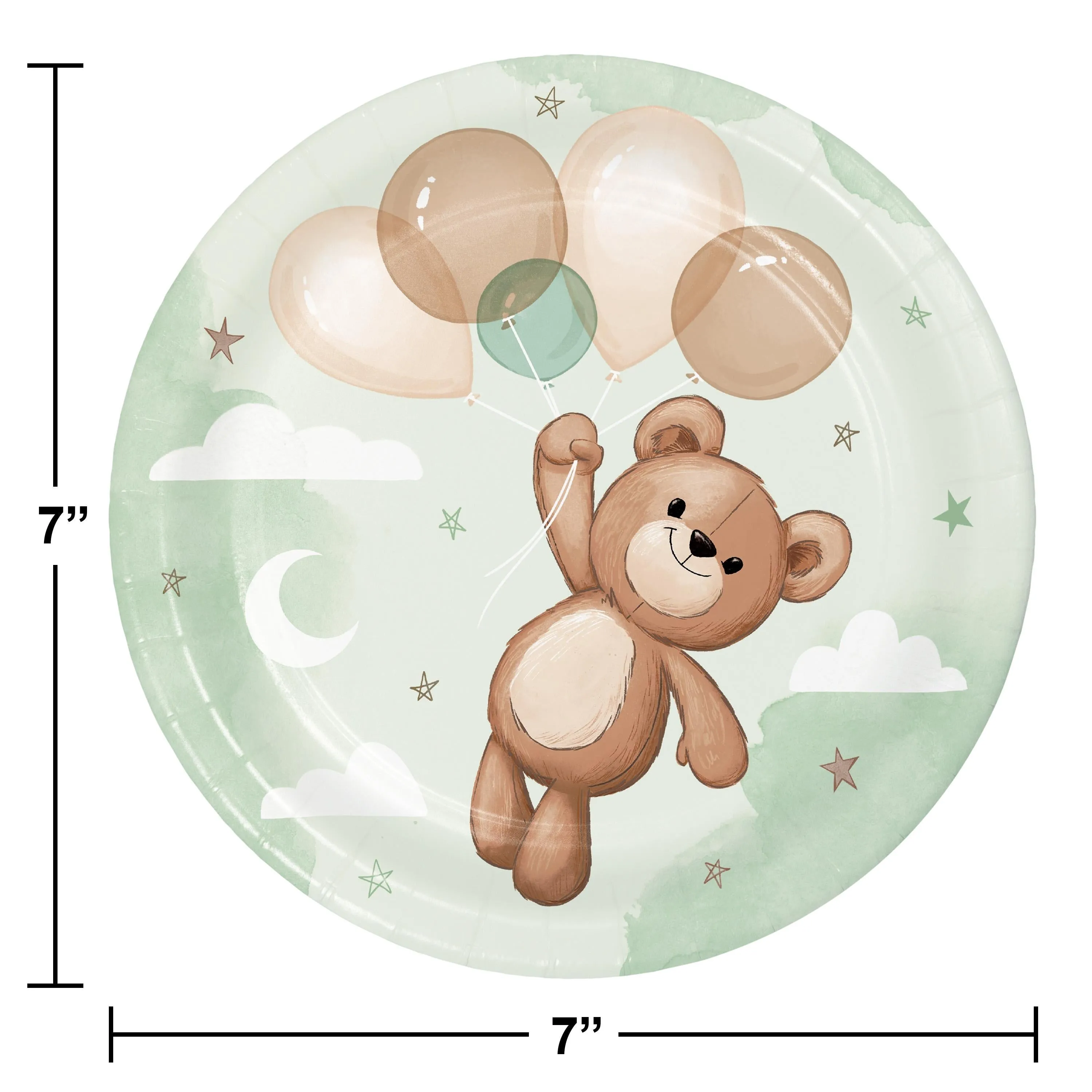 Bulk Teddy Bear 6.75 Inch Paper Dessert Plate (96 per Case)