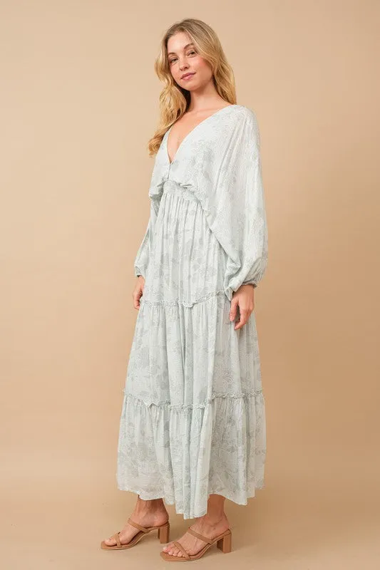 Casey Jacquard Floral Dolman Maxi Dress