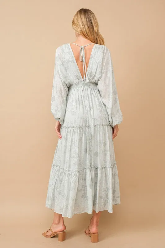 Casey Jacquard Floral Dolman Maxi Dress