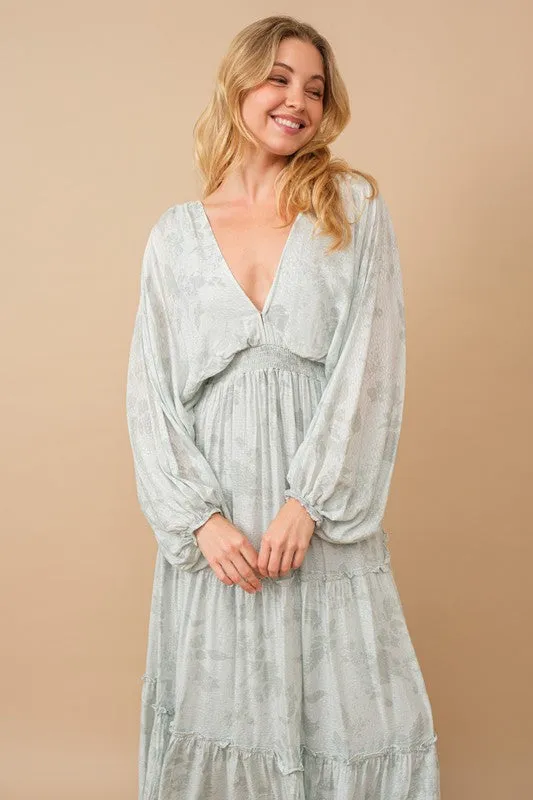 Casey Jacquard Floral Dolman Maxi Dress