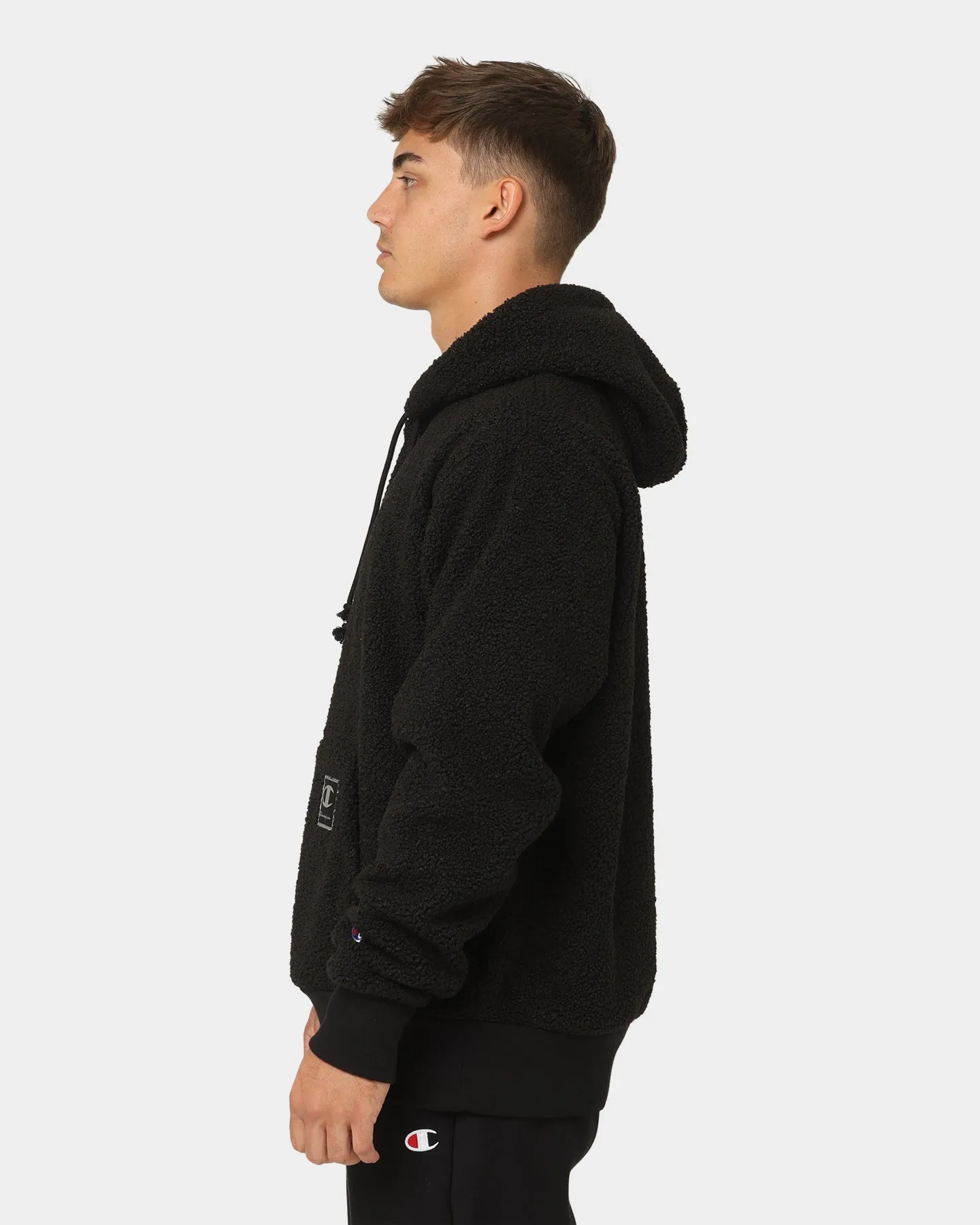Champion Rib C Plush Hoodie Black
