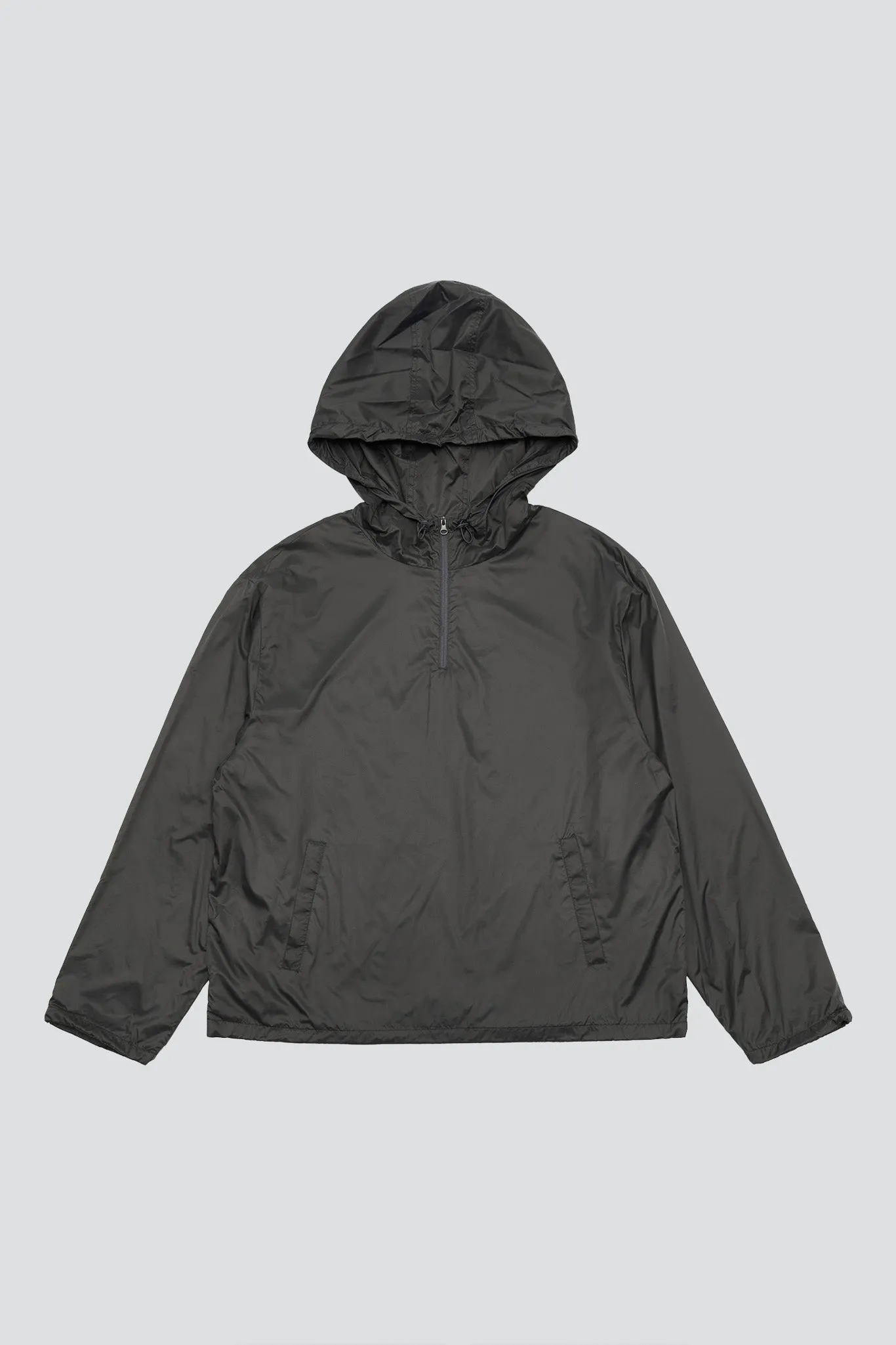 Charcoal Glossy Nylon Half Zip-Up Jumper