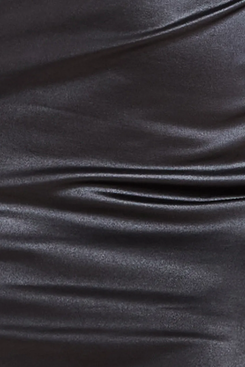 City Goddess Faux Leather Cut Out Maxi Dress