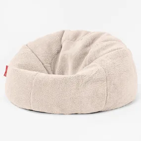 CloudSac Kids Memory Foam Giant Children's Bean Bag 2-12 yr - Teddy Faux Fur Cream