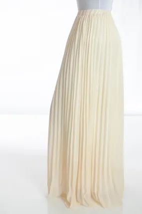 Cream pleated Maxi Skirt