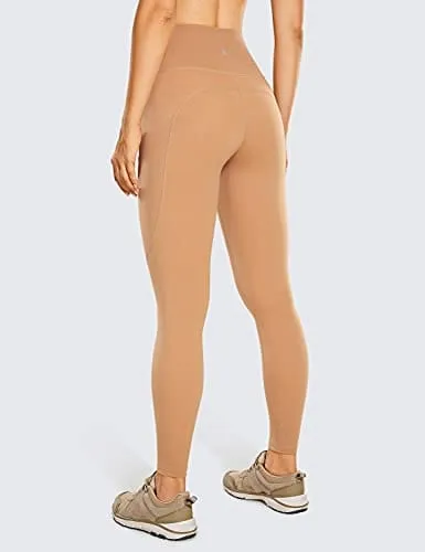 CRZ YOGA Women's Naked Feeling Workout Leggings 25 Inches - High Waisted Yoga Pants with Side Pockets Naked Barley