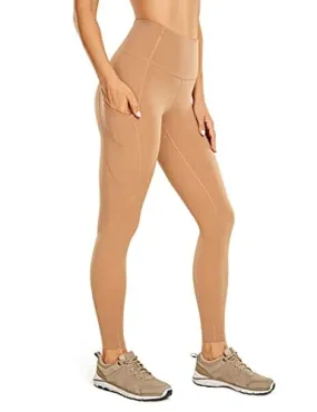 CRZ YOGA Women's Naked Feeling Workout Leggings 25 Inches - High Waisted Yoga Pants with Side Pockets Naked Barley
