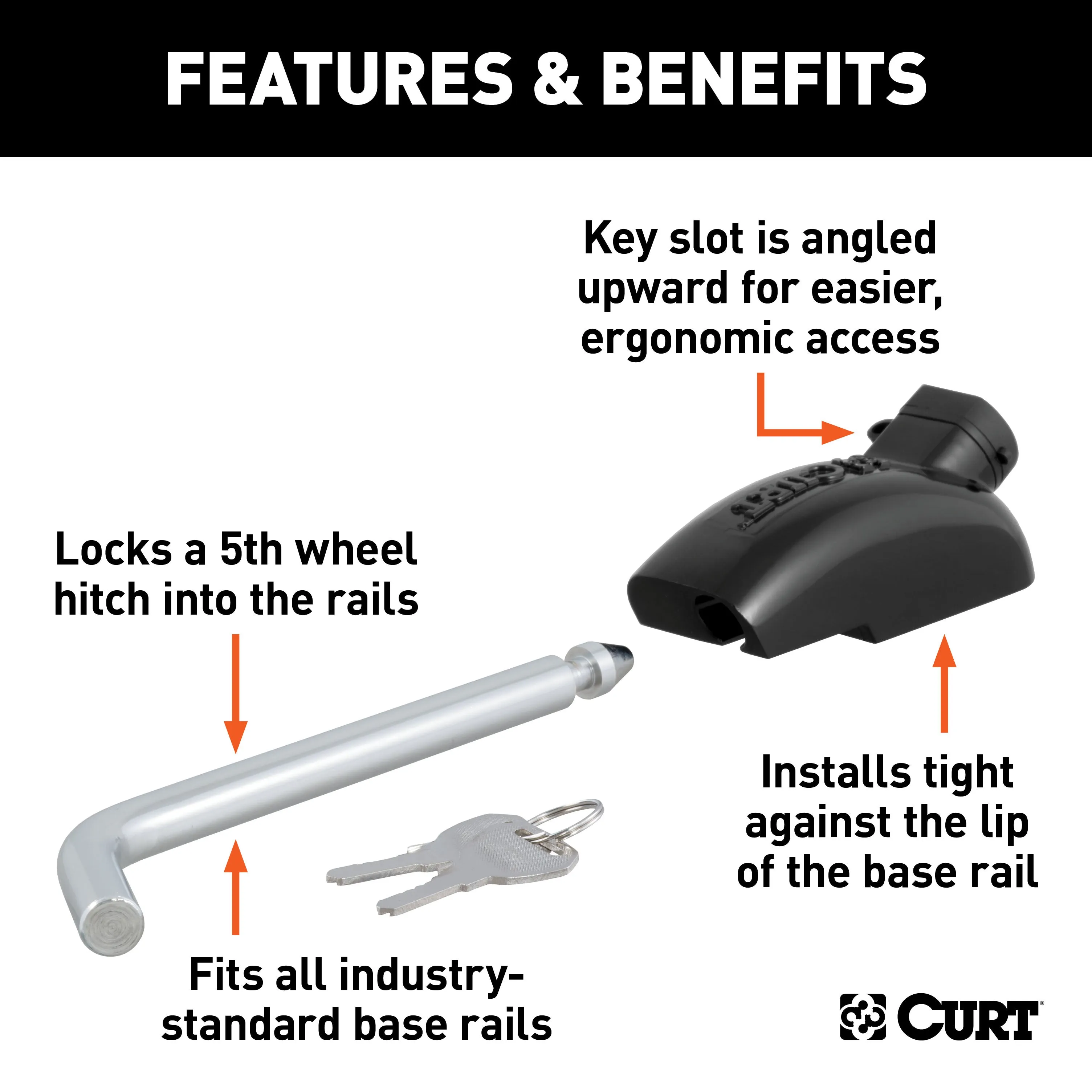 CURT 23256 5th Wheel Hitch Lock (1/2in. Diameter Pin)