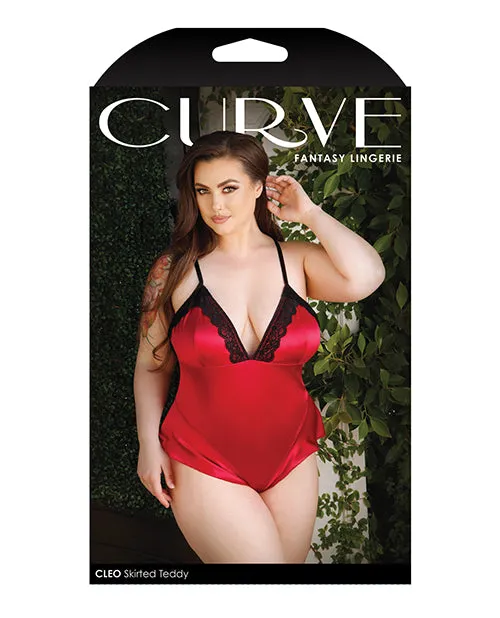 Curve Cleo Skirted Teddy w/Snap Crotch - 3X/4X (Red)