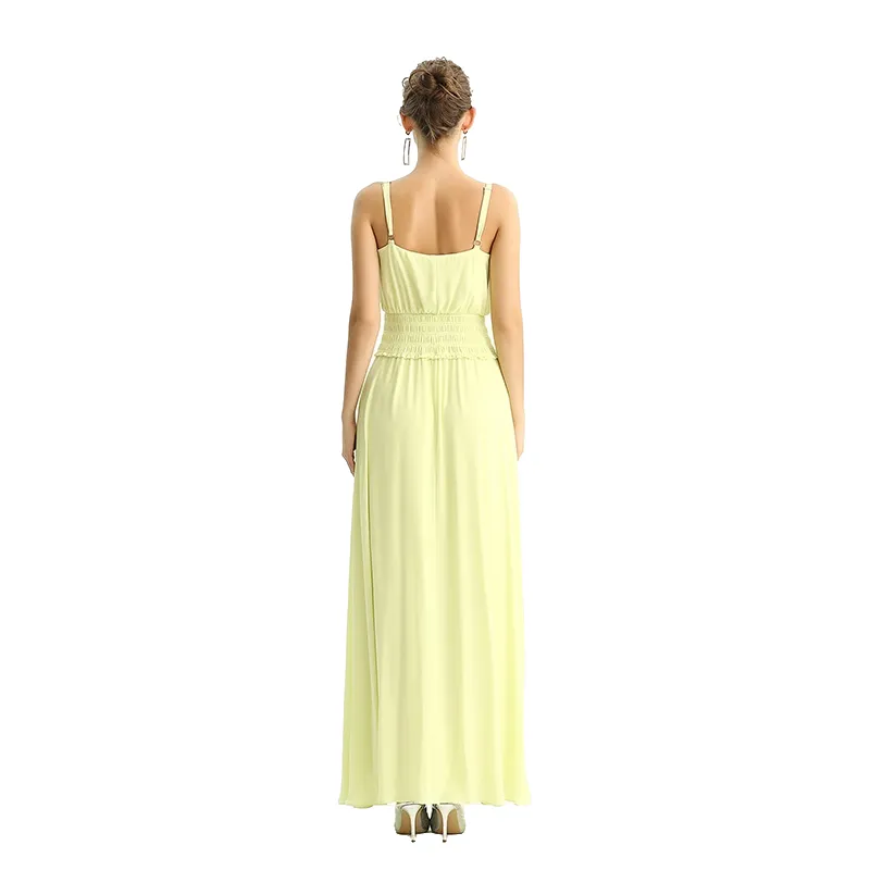 D207 Women solid heavy georgette cowl neck maxi evening dress