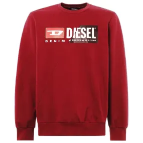 Diesel Cut Divison Logo Red Sweatshirt