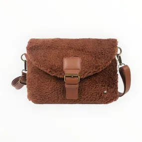 Donker Camel teddy schoudertasje / crossbody Bukti