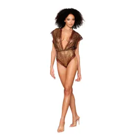 Dreamgirl Teddy and Rhinestone Bra Gold L