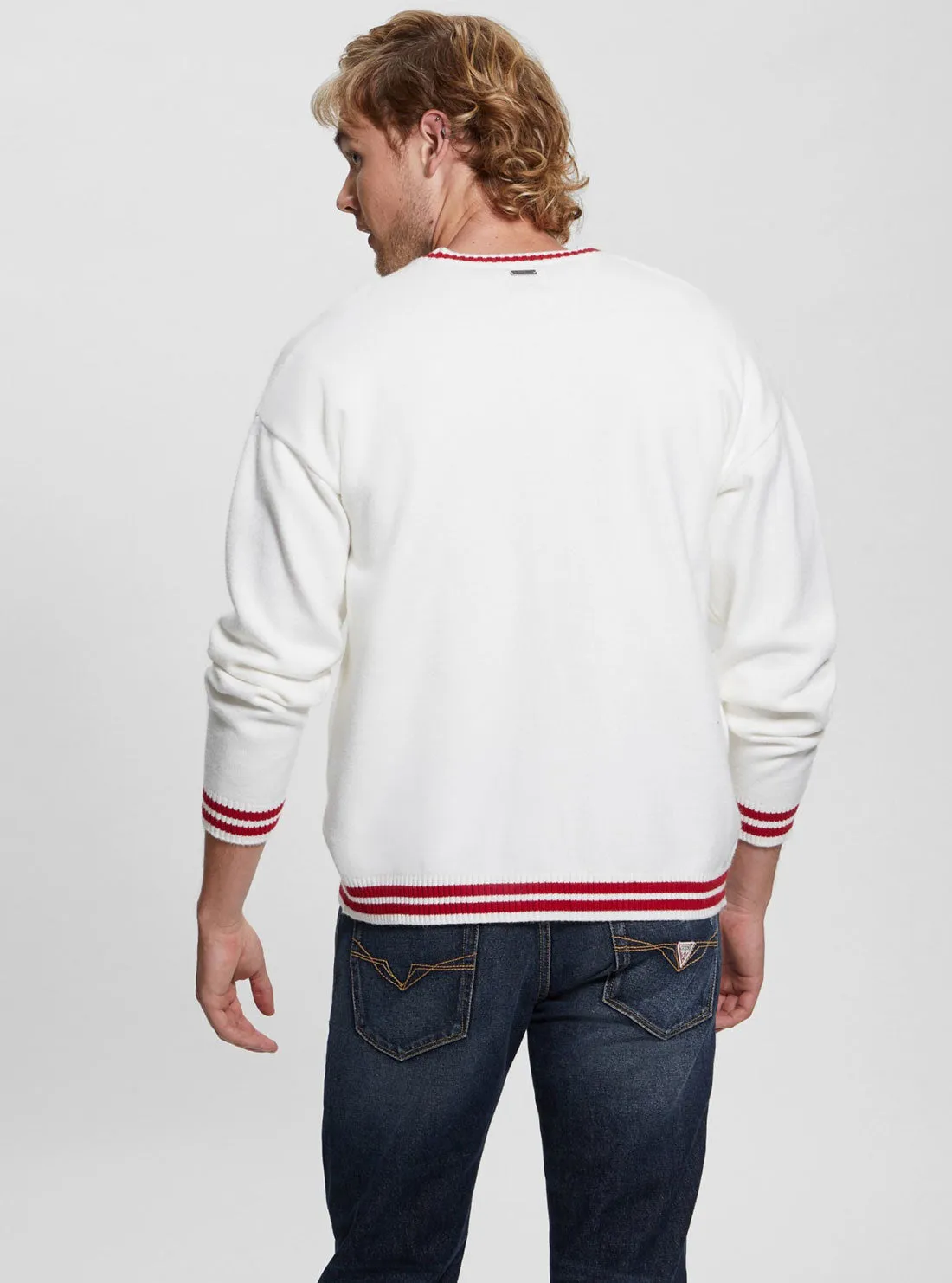 Eco White Liam Teddy Patch Cardigan